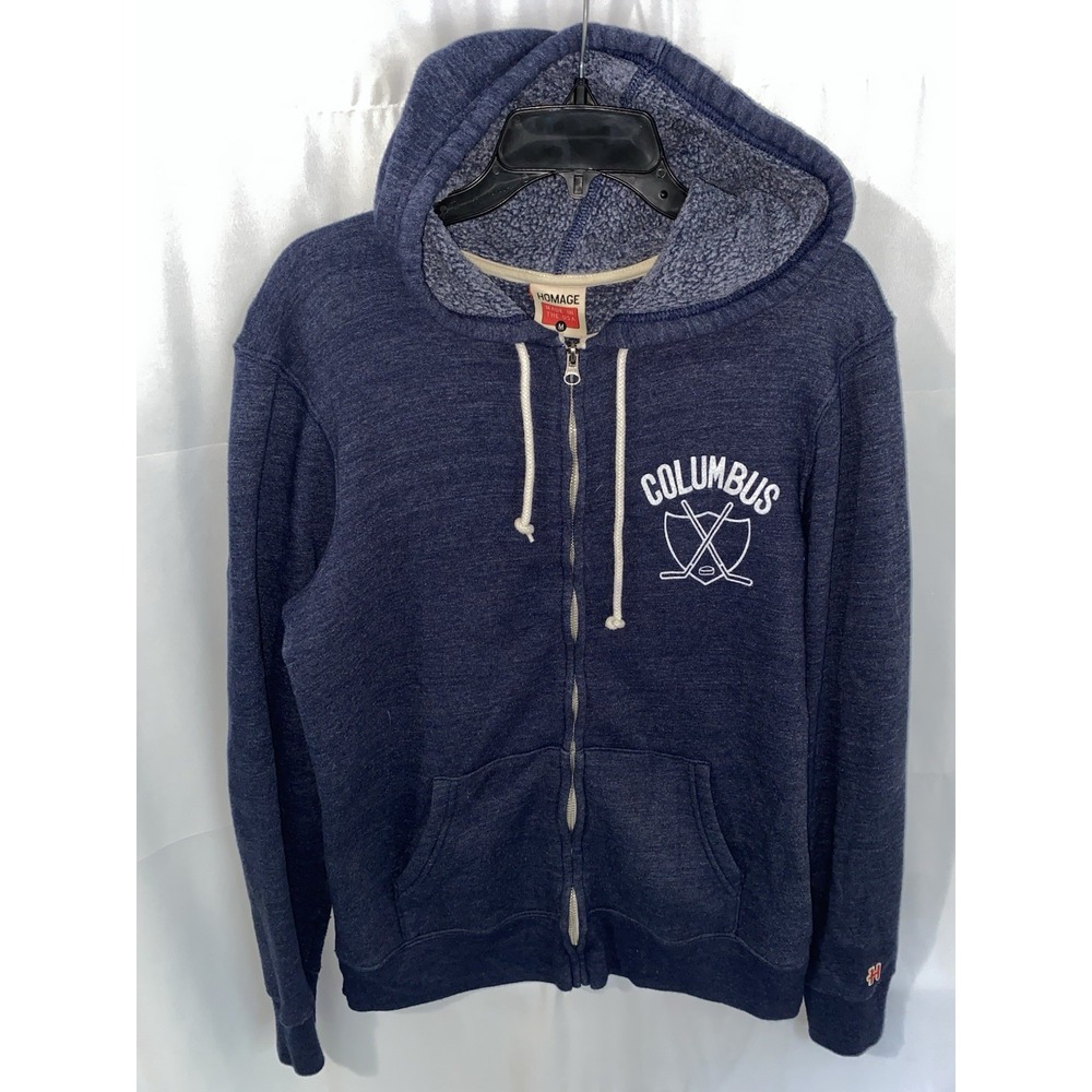 Homage Columbus Blue Jackets Defend NWA Hockey Full Zip Hoodie Medium